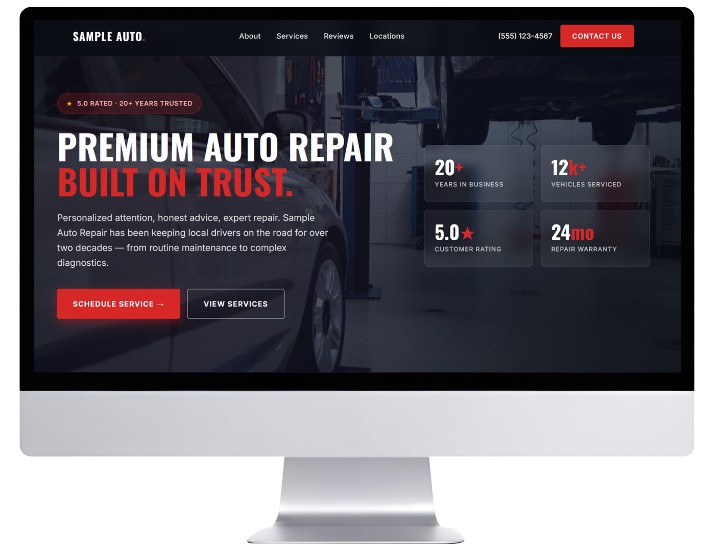 Style One sample auto repair website